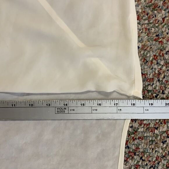 Wayf Ivory Sheer V Neck Wrap Front High Low Hem LS Blouson Blouse Size XS - Picture 10 of 13